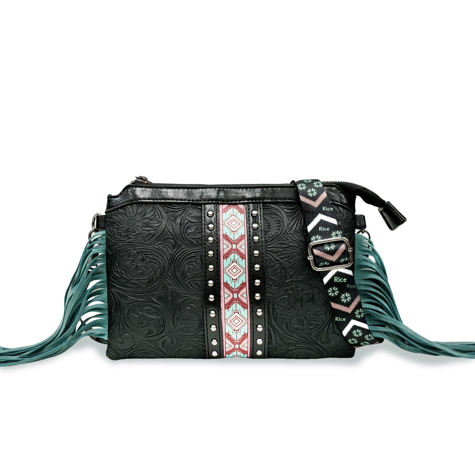 Bohemian-style Tassel Crossbody PU Leather Printed Women's Bag