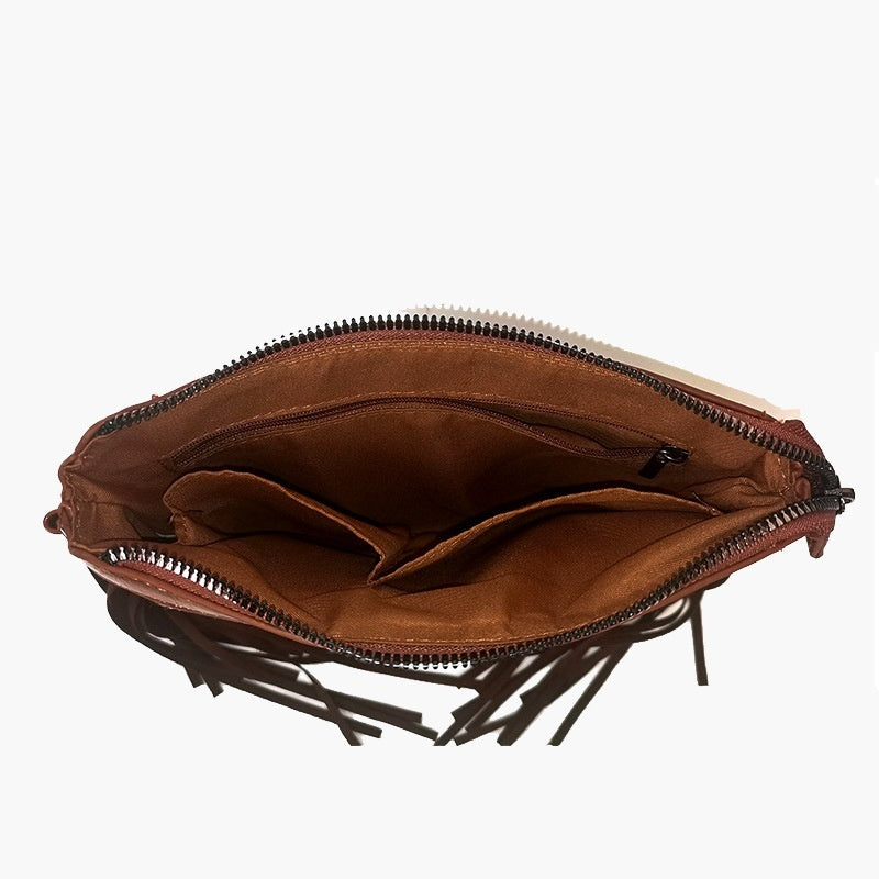 Bohemian-style Tassel Crossbody PU Leather Printed Women's Bag